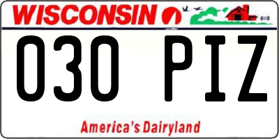 WI license plate 030PIZ