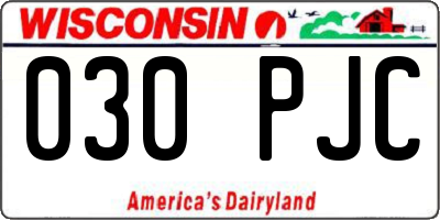 WI license plate 030PJC