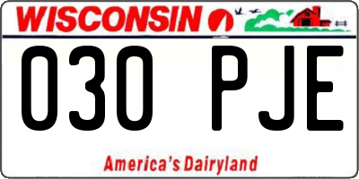 WI license plate 030PJE