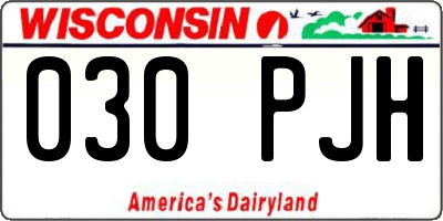 WI license plate 030PJH
