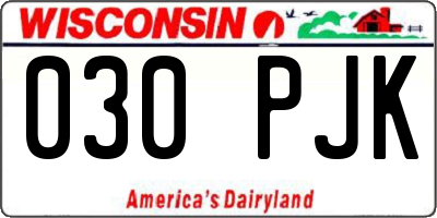 WI license plate 030PJK