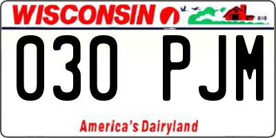 WI license plate 030PJM