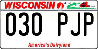 WI license plate 030PJP
