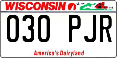 WI license plate 030PJR