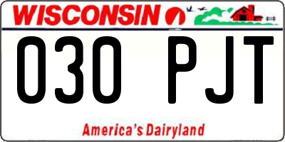 WI license plate 030PJT