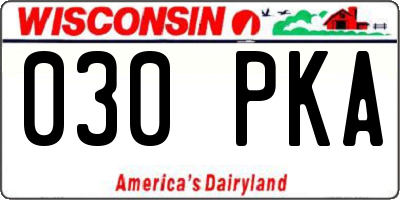WI license plate 030PKA