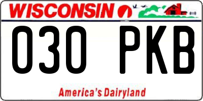 WI license plate 030PKB