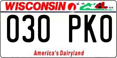 WI license plate 030PKO