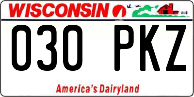 WI license plate 030PKZ