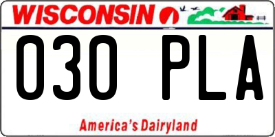 WI license plate 030PLA