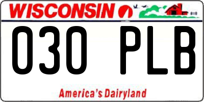 WI license plate 030PLB
