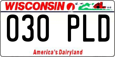 WI license plate 030PLD