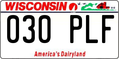 WI license plate 030PLF