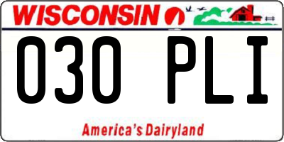 WI license plate 030PLI
