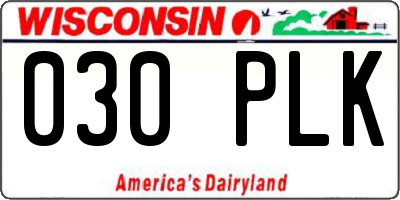 WI license plate 030PLK