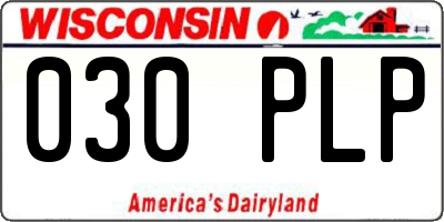 WI license plate 030PLP