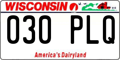 WI license plate 030PLQ