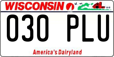 WI license plate 030PLU
