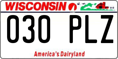 WI license plate 030PLZ