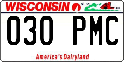 WI license plate 030PMC