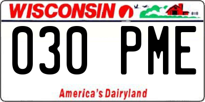 WI license plate 030PME
