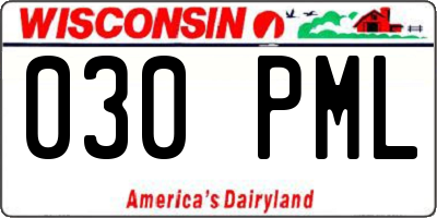 WI license plate 030PML