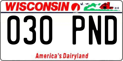 WI license plate 030PND