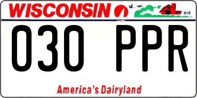 WI license plate 030PPR