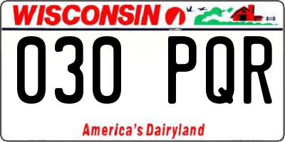 WI license plate 030PQR