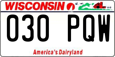 WI license plate 030PQW