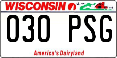WI license plate 030PSG