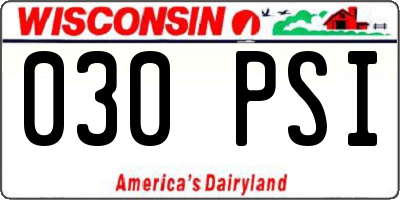 WI license plate 030PSI