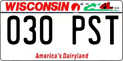 WI license plate 030PST