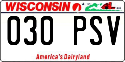 WI license plate 030PSV