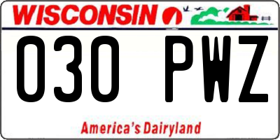 WI license plate 030PWZ