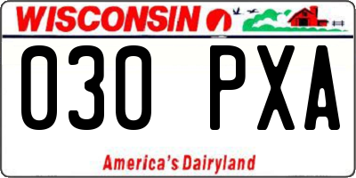 WI license plate 030PXA