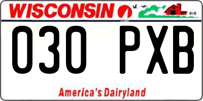 WI license plate 030PXB