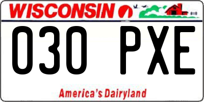 WI license plate 030PXE