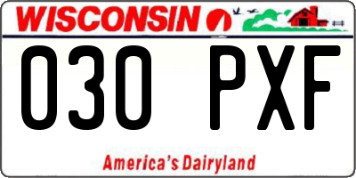WI license plate 030PXF