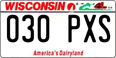 WI license plate 030PXS