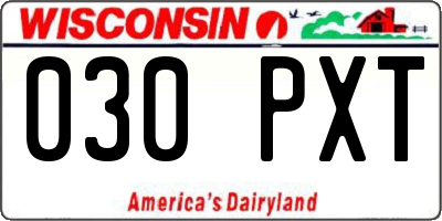 WI license plate 030PXT