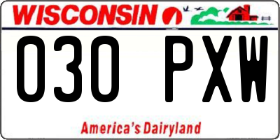 WI license plate 030PXW