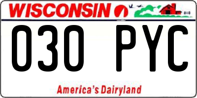 WI license plate 030PYC