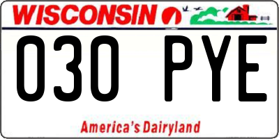 WI license plate 030PYE