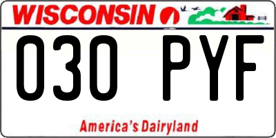 WI license plate 030PYF
