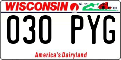 WI license plate 030PYG
