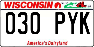 WI license plate 030PYK