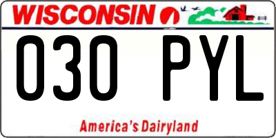 WI license plate 030PYL