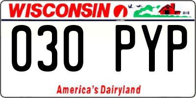 WI license plate 030PYP