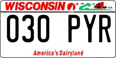 WI license plate 030PYR
